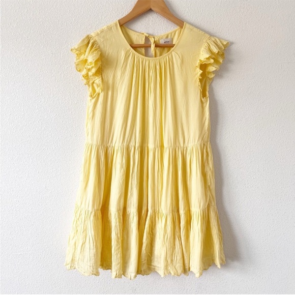 Yellow Ruffled Sleeveless Dress - Picture 2 of 2
